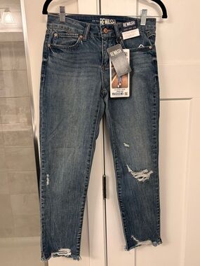 Rewash Distressed Medium Blue Ankle Crop Jeans